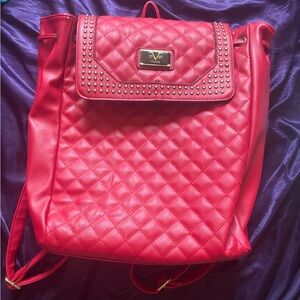 Quilted Red Backpack